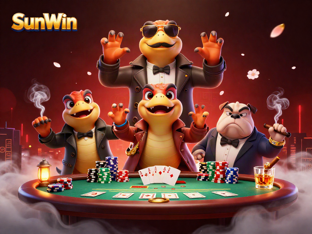 Experience SunWin's thrilling VIP scene with raptors and poker chips in action.