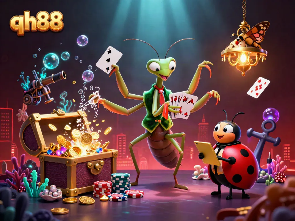 Experience the excitement of qh88 with a dynamic casino scene featuring animated characters and vibrant gaming elements.