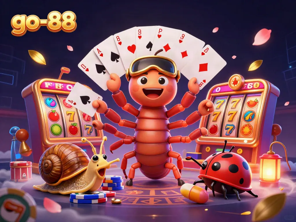 Experience thrilling slot adventures at go-88 with vibrant characters and energetic casino elements.
