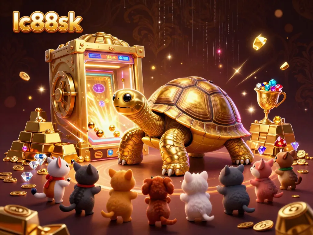 Spin the winning wheels with lc88sk's vibrant casino scene full of gold and excitement!