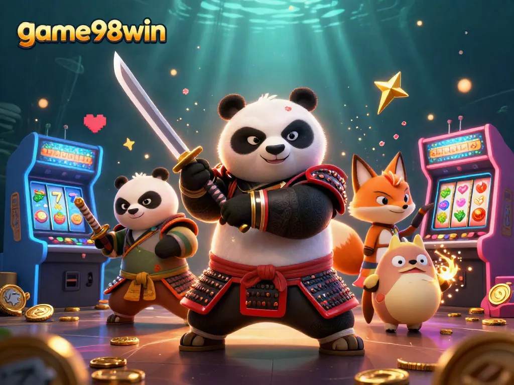 Engage in thrilling gameplay at game98win with a vibrant 3D cartoon casino scene.