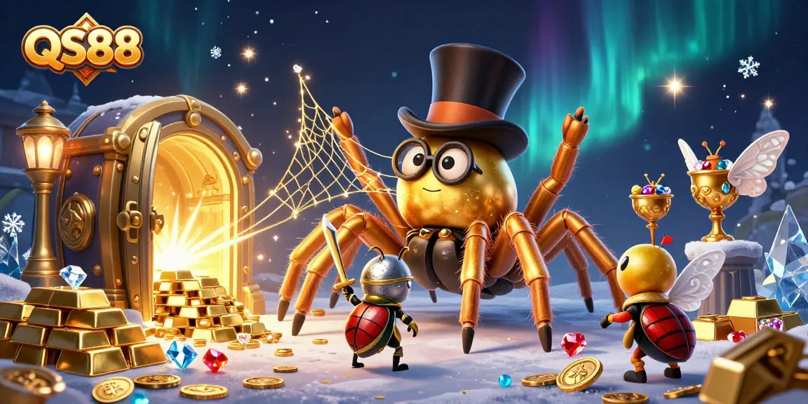 Experience the thrill at QS88 with vibrant casino-themed characters and treasures shining bright.