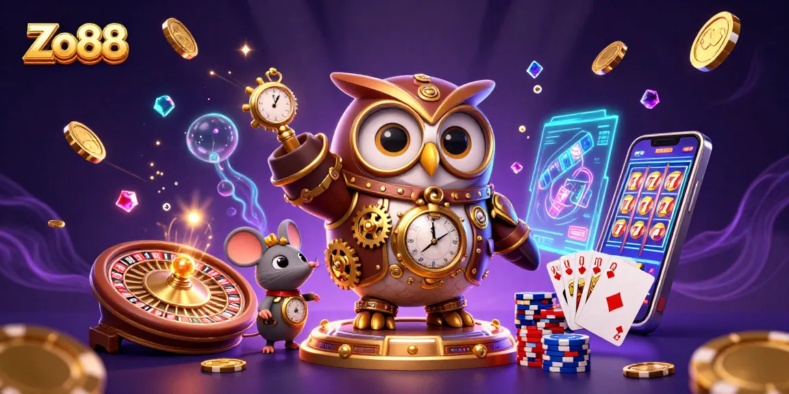 Engage with Zo88's exciting casino world featuring vibrant, animated controls and characters.