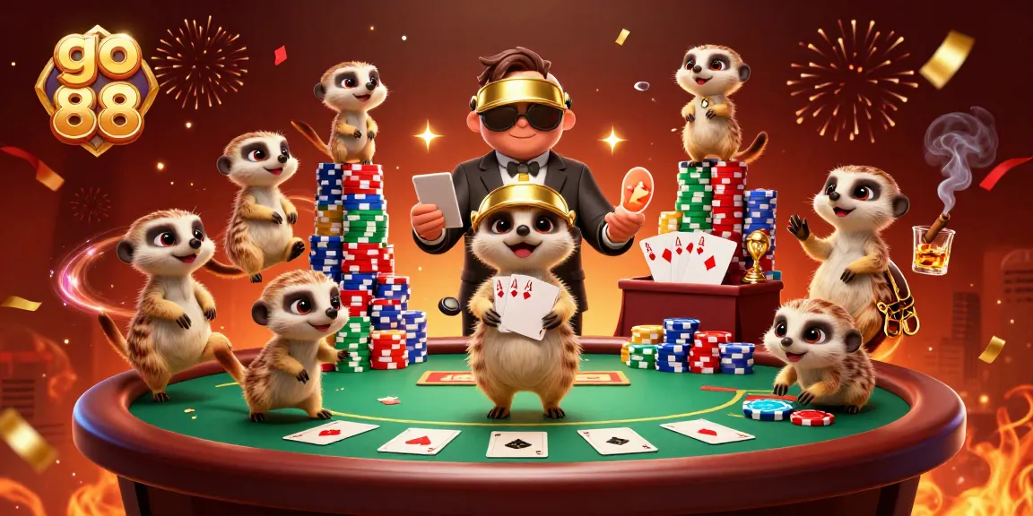 Experience exhilarating gaming action with go 88 at this dynamic meerkat casino scene!