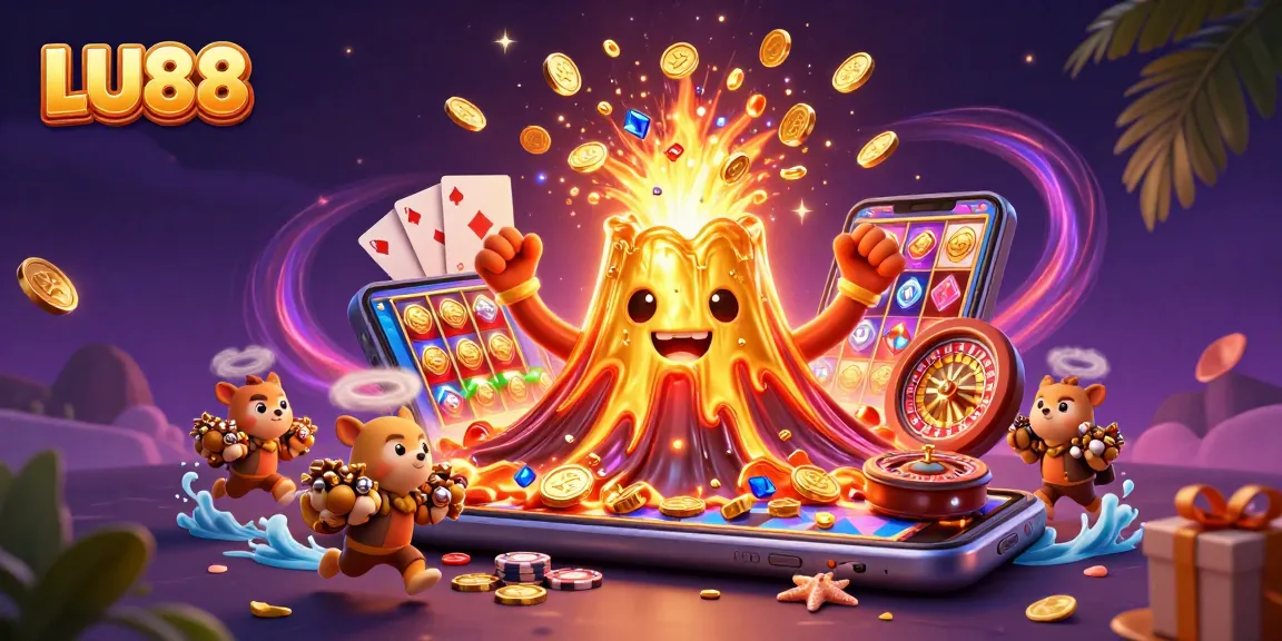 LU88 reveals treasure-gushing volcano amidst dynamic casino elements, creating an exhilarating experience.