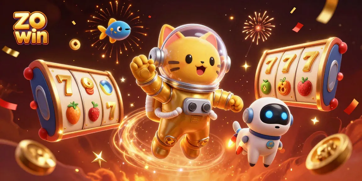 Experience exciting slots gameplay with the vibrant and colorful zo win illustration filled with dynamic elements.