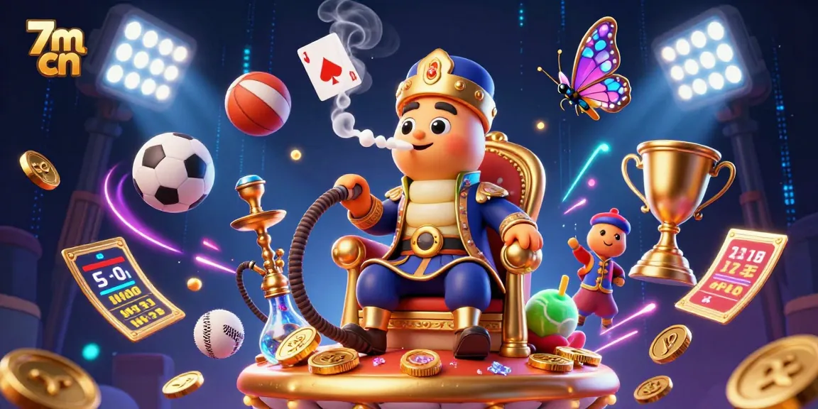 Engage with 7m cn's thrilling sports betting scene, featuring dynamic 3D characters and vibrant casino elements.