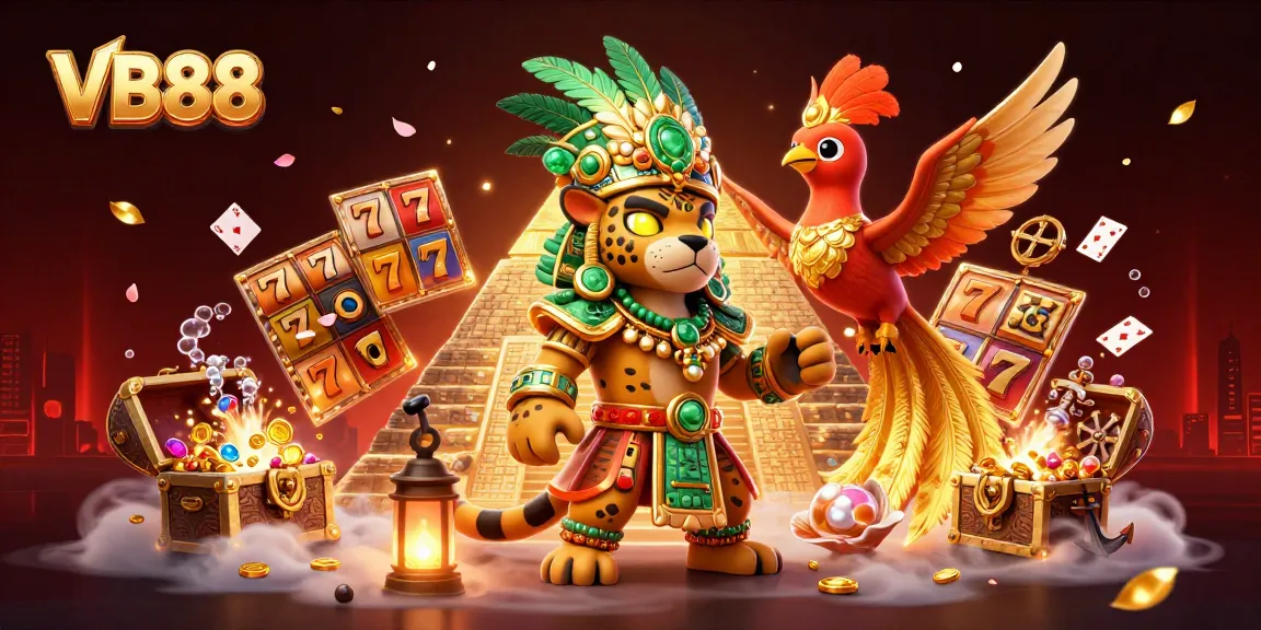 Experience the excitement of VB88 slots with vibrant symbols and rich graphics in this captivating illustration.