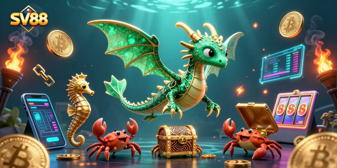 Engage with SV88: Dive into vibrant gambling excitement with animated elements and crypto themes.