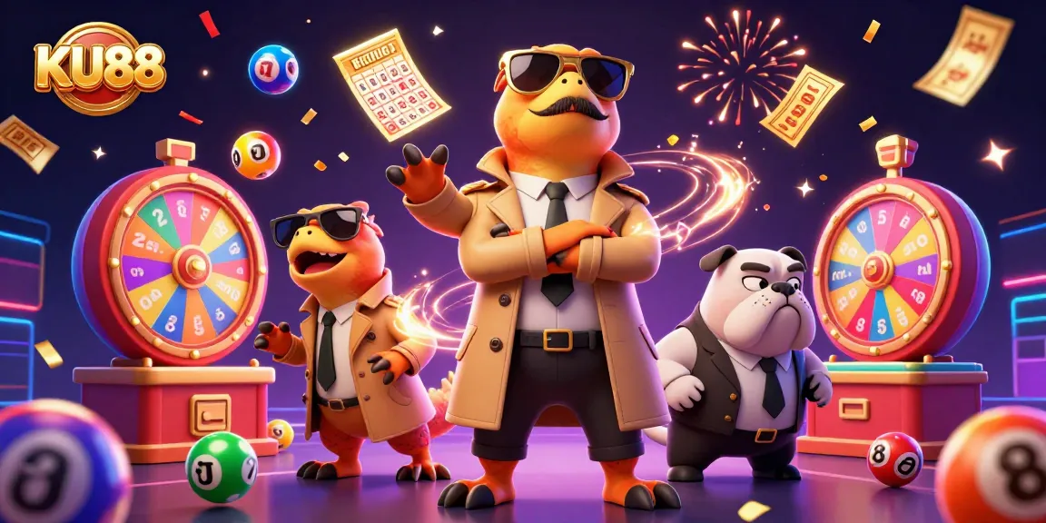 Experience fun and excitement at KU88 with vibrant lottery elements in a casino scene.