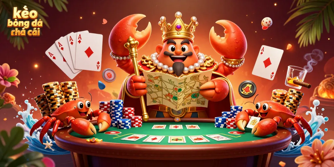 Engage with kèo bóng đá nhà cái insights featuring a golden crab emperor and dynamic poker scene.