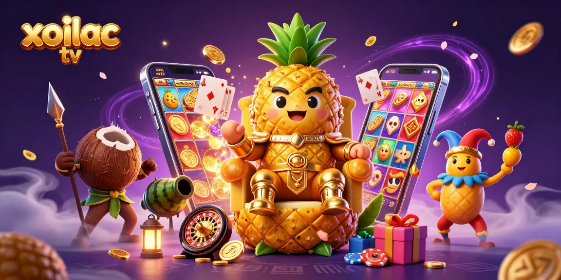 Experience the excitement of xoilac tv with our golden pineapple king in this vibrant casino scene.