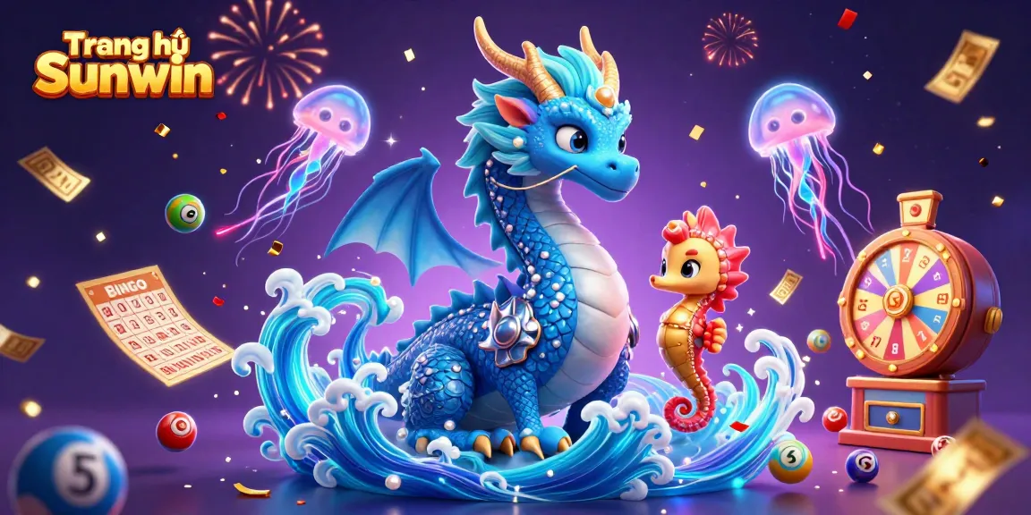 Experience the excitement of Trang chủ Sunwin with vibrant 3D casino elements in a dynamic scene.