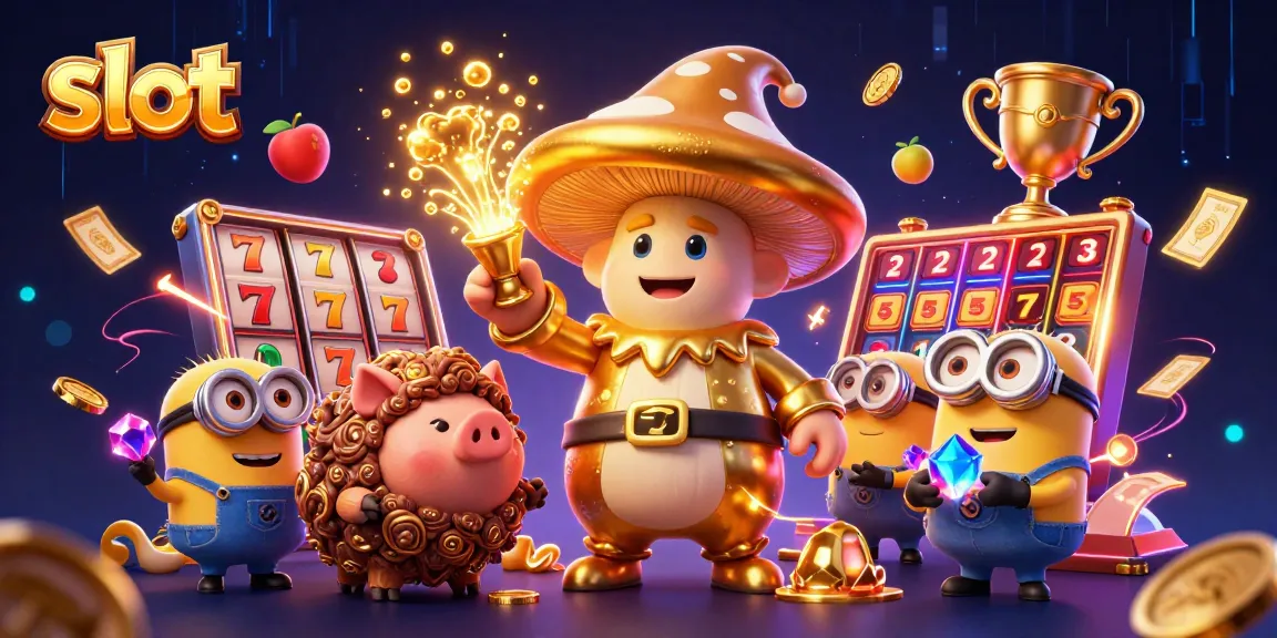 Spin the slots to win gold with the wizard's magical spore powers, featuring golden treasures and sparkling coins.