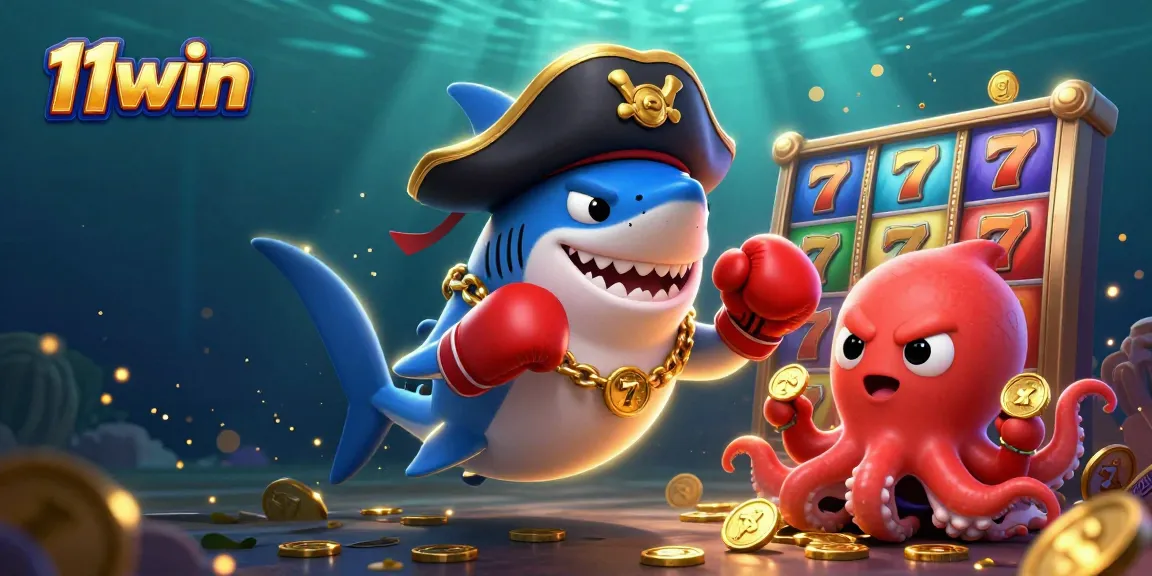 Engage with 11win's thrilling casino environment featuring vibrant characters and slot game elements.