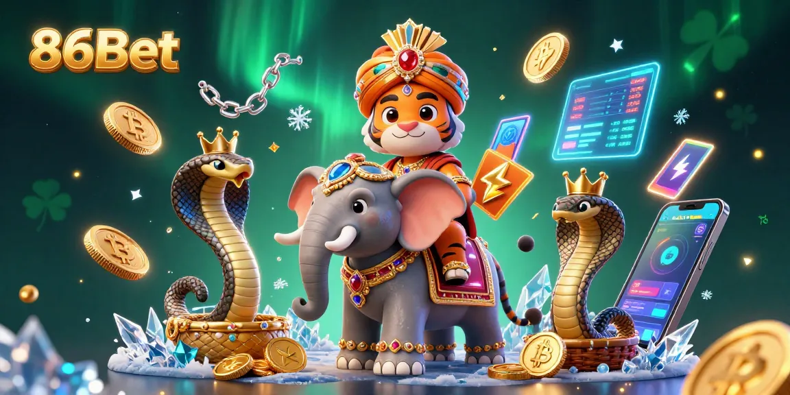 Experience thrilling gameplay at 86Bet with vibrant casino elements in a dynamic 3D scene.