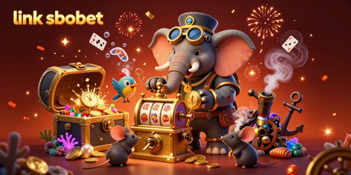 Experience exciting gameplay with link sbobet through a lively steampunk illustration filled with dynamic casino elements.