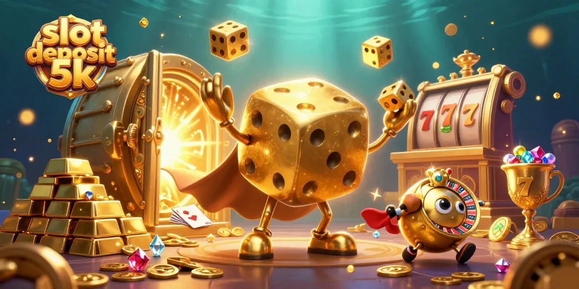 Engage in thrilling gameplay with slot deposit 5k showcased by golden dice and dazzling treasures.