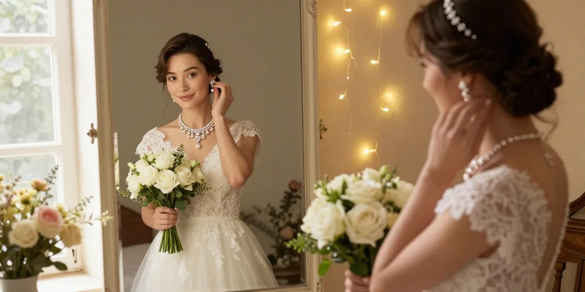 Bridal moment showcasing a stunning bride jewellery set in an elegant setting
