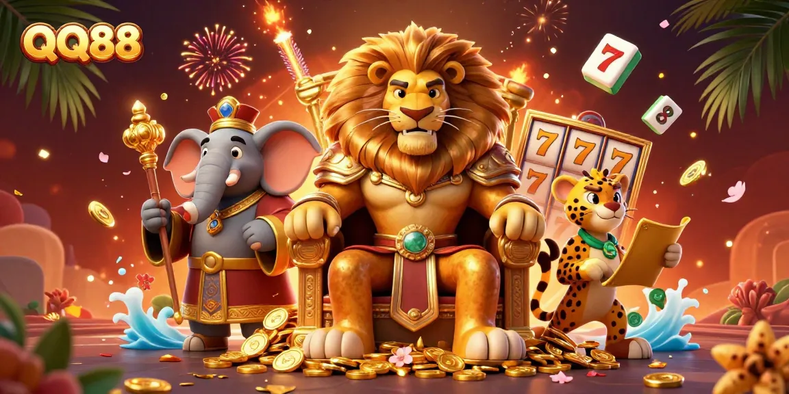 Engage with QQ88's thrilling slot experience featuring a dynamic royal scene.