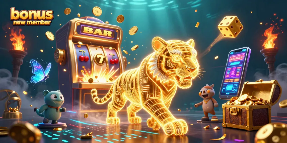 Experience thrilling gameplay with bonus new member offers in this vibrant casino illustration.